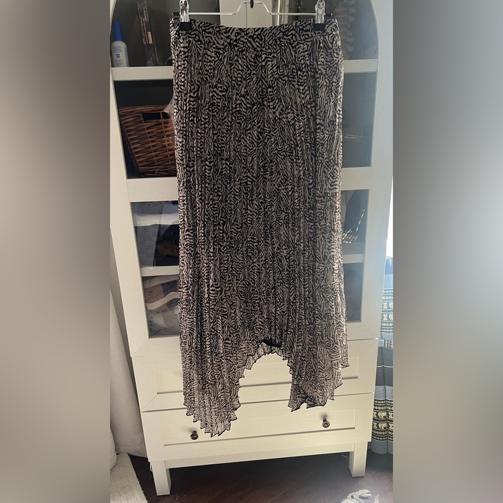Astr Animal Print Pleated Midi Skirt